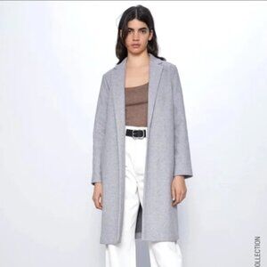 Zara Gray Felt Long Coat